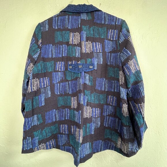 Habitat Womens Mixed Print Button Front Swing Jacket Small Blue Sapphire New - Picture 2 of 10